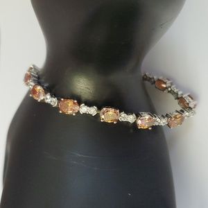 Watch Video / Sterling Silver 925 Orange Mystic Topaz Tennis Bracelet